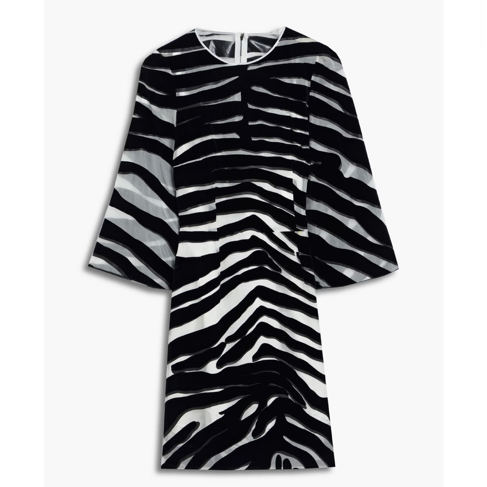 Dolce & Gabbana Flocked Zebra Print Organza Dress